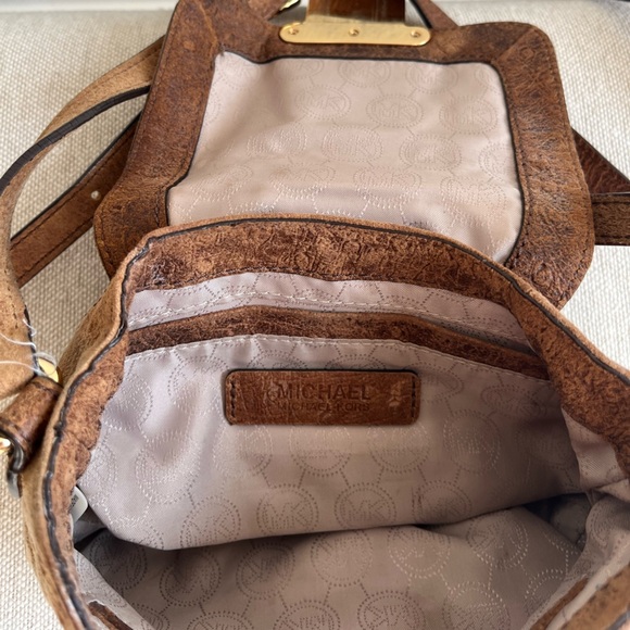 MICHAEL KORS Ostrich Leather Brown Crossbody Bag - Picture 5 of 5